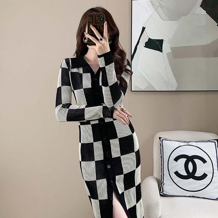 【dress】POLOネックニットワンピース　M19047