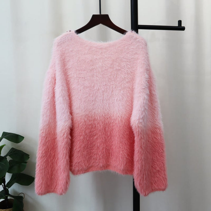 【tops】ビジューグラデーションニットセーター　M26605
