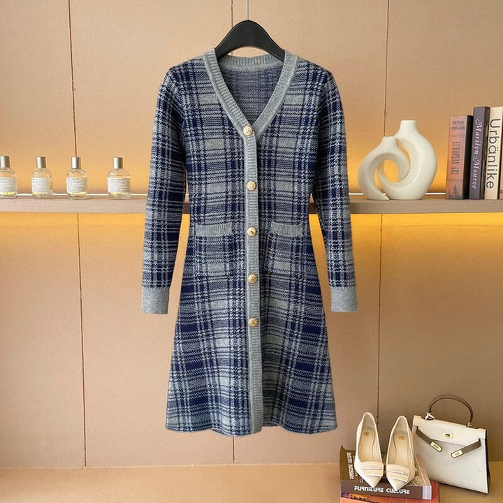 【dress】Vネックニットワンピース Q6780