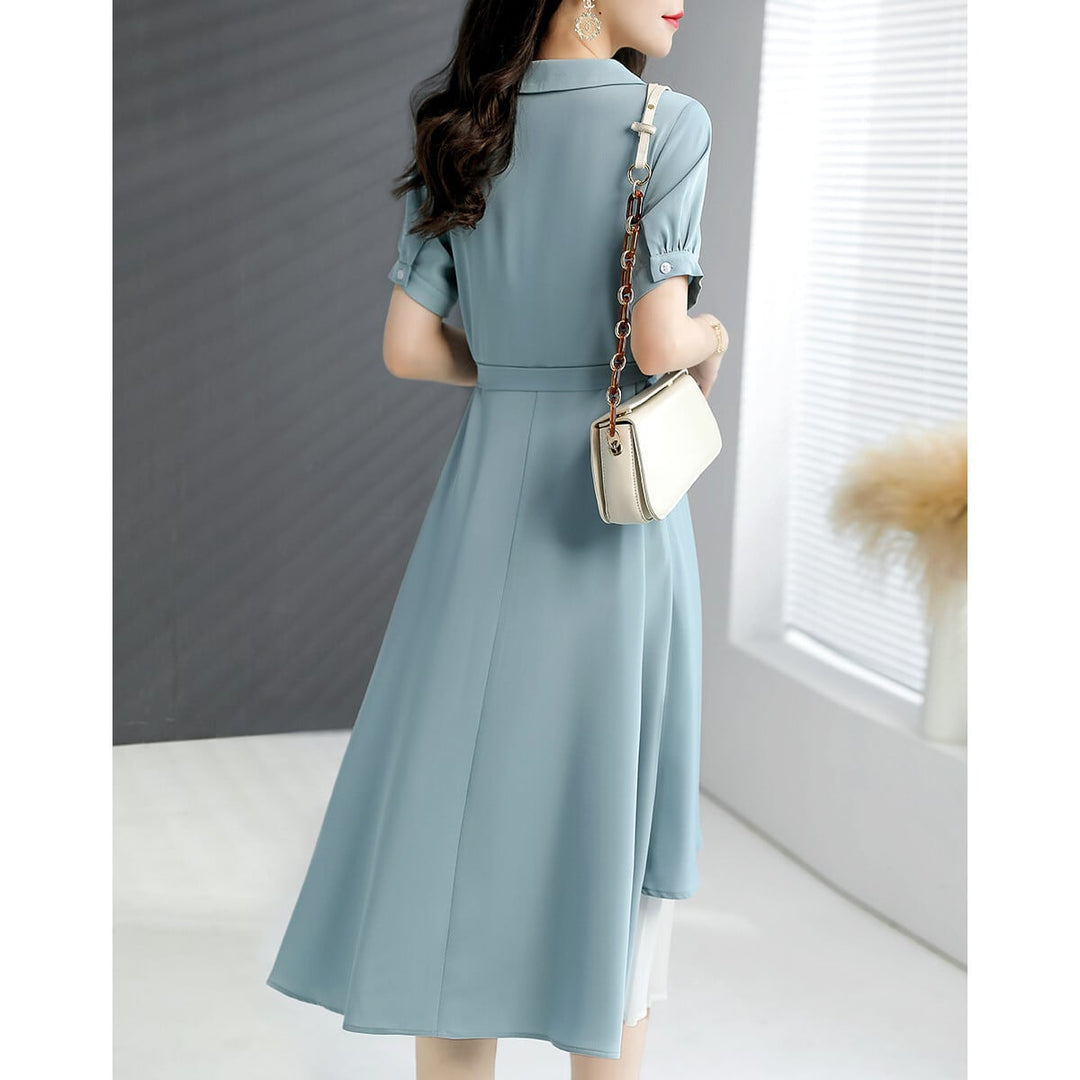【dress】女子力アップエレガント切り替えシャツワンピース　M16971