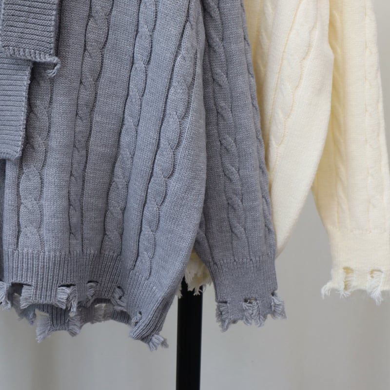 【tops】不規則 イレギュラーニットセーター　M28597