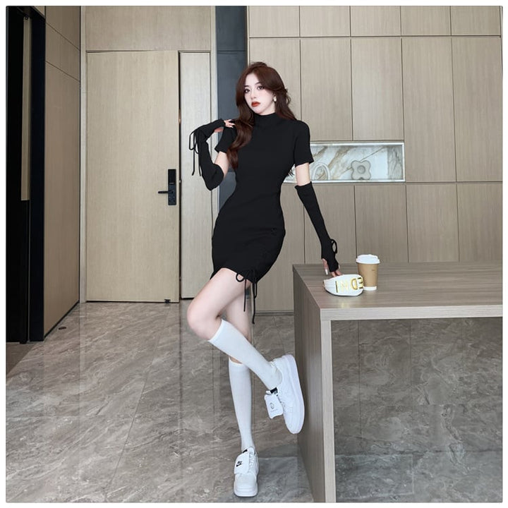 【dress】アームカバー付きニットワンピース　M18702