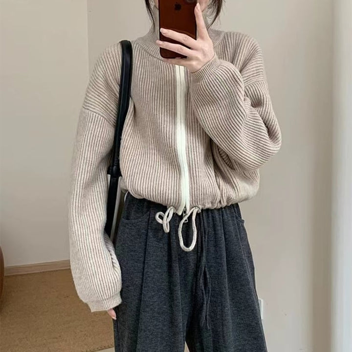 【outer】Wジップハイネックニットカーデ　M18226