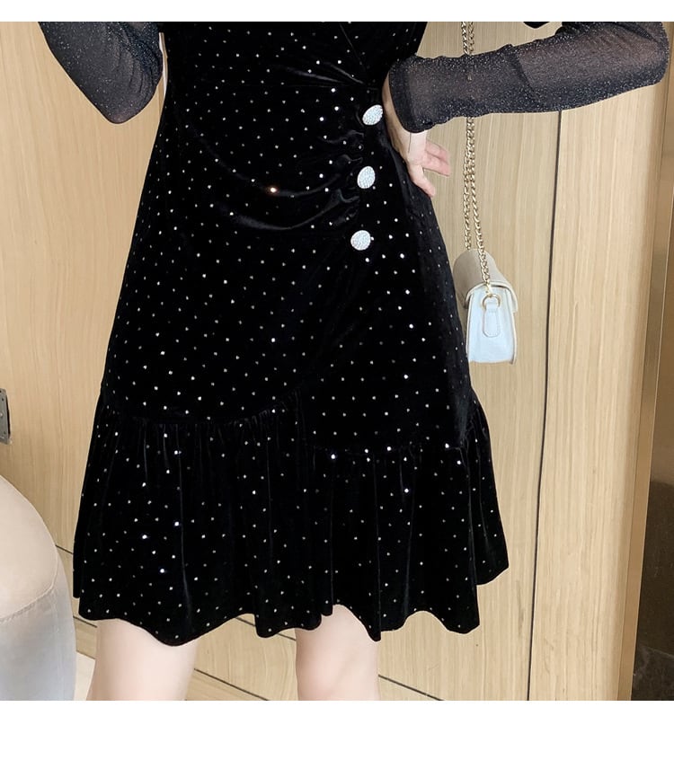 【dress】高級感 エレガント切り替えデートワンピース　M17391