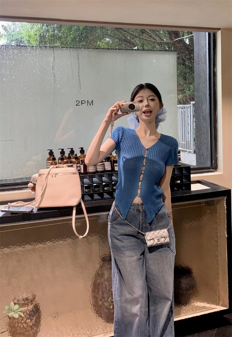 【tops】ニットTシャツ　M24240