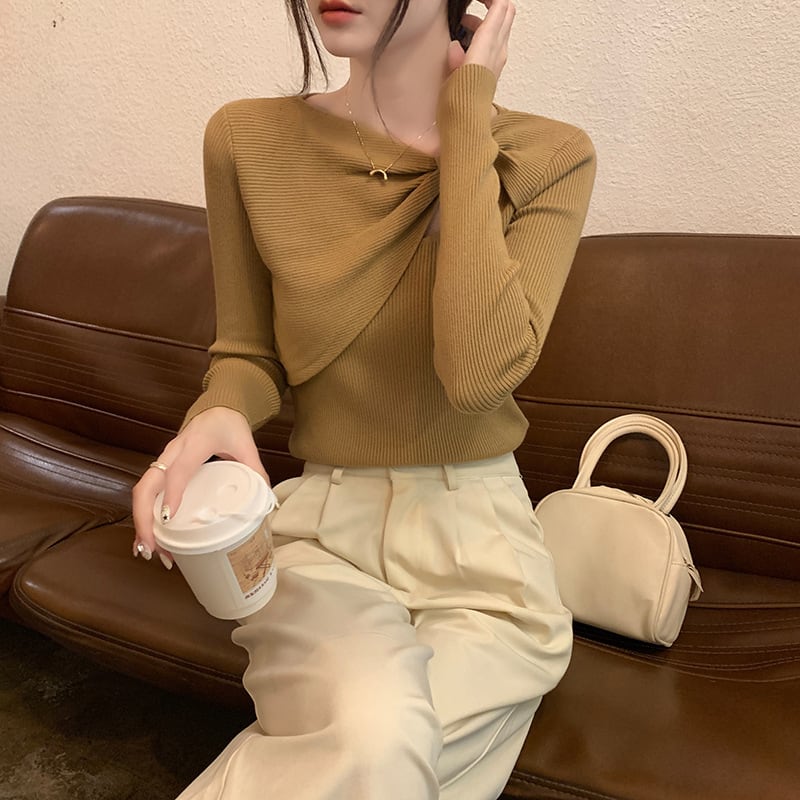 【tops】カットワークニットトップス　M25410