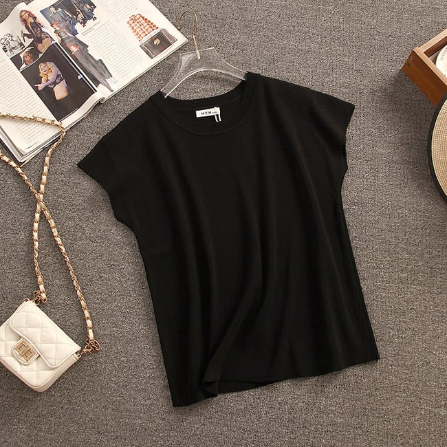 【tops】今季マストバイシンプル薄手ニットTシャツ　M17366