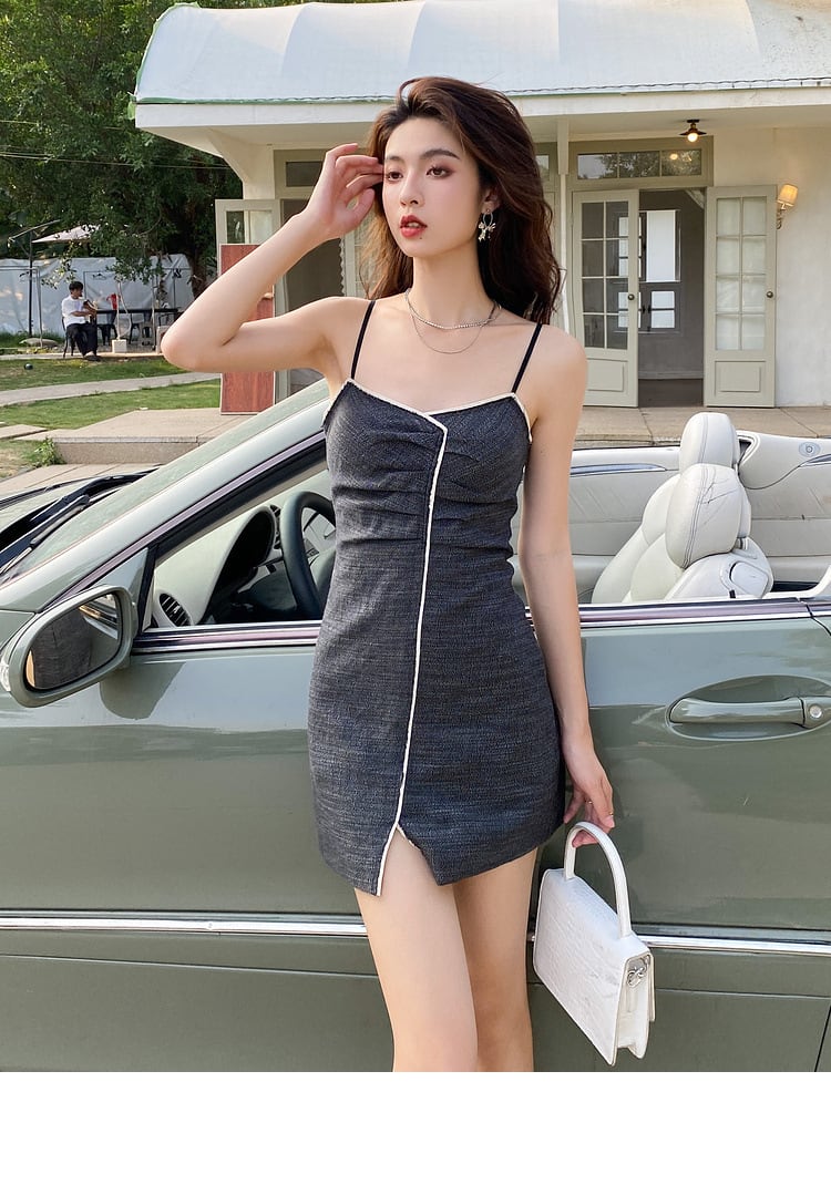 【dress】人気を独占中 セクシーキャミワンピース着瘦せ　M16750