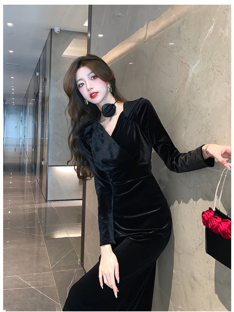 【dress】ベルベットデートワンピース　M18271