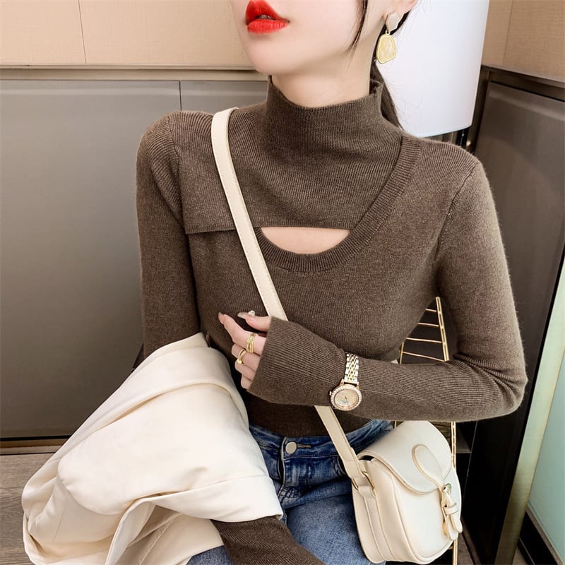 【tops】カットワークニットトップス　M18236