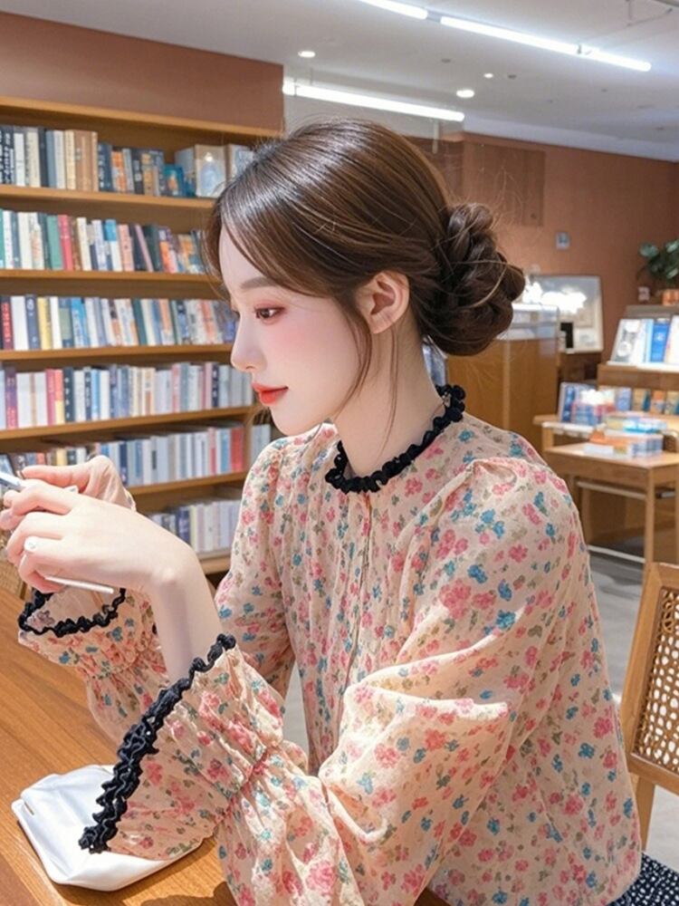 【tops】花柄ブラウス　M30094