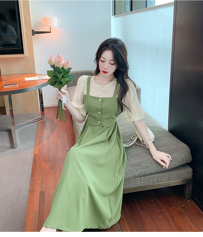 【dress】人気を独占中 エレガント切り替えデートワンピース　M16973