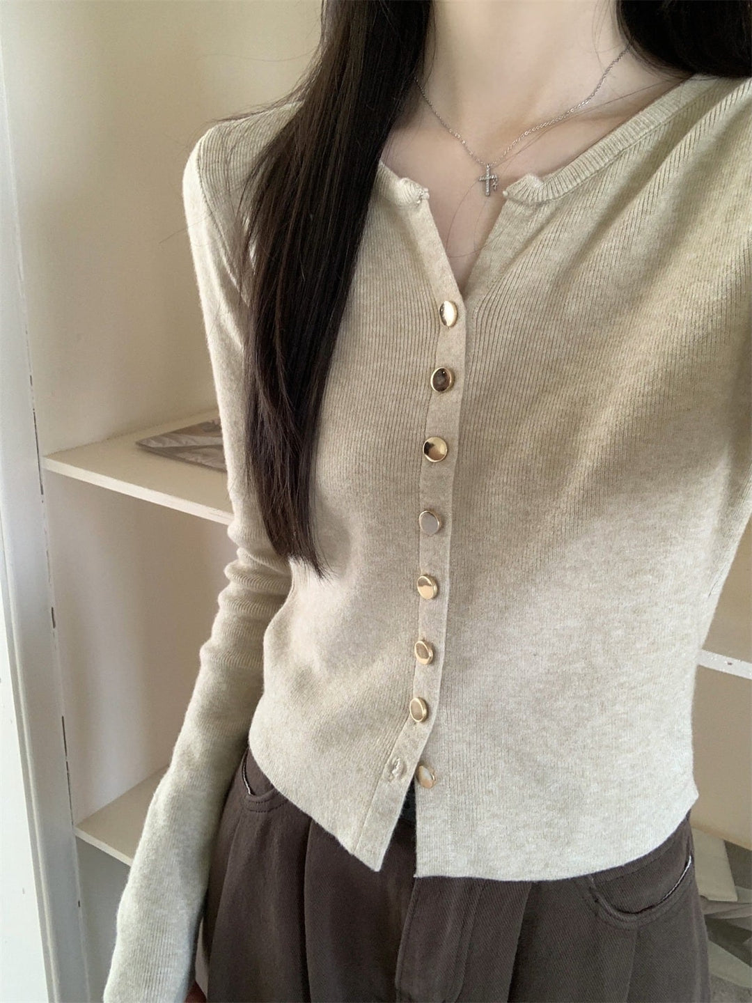 【outer】無地ニットカーデ　M26431