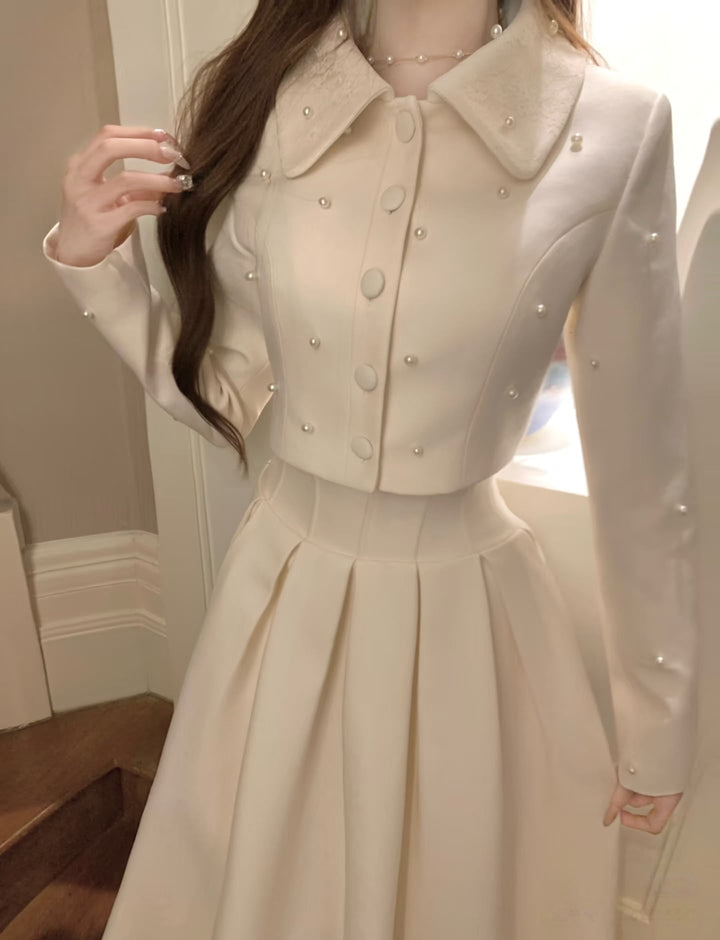 【set】パール付きショートジャケット×ロングスカートセット    N3401