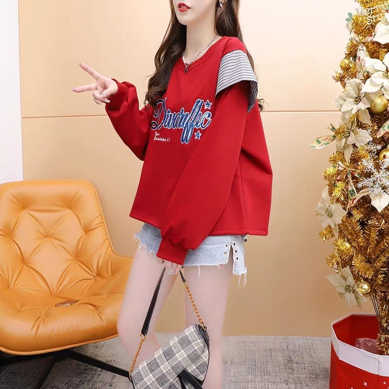 【tops】大人可愛いパーカー文字プリントゆったり　M17557