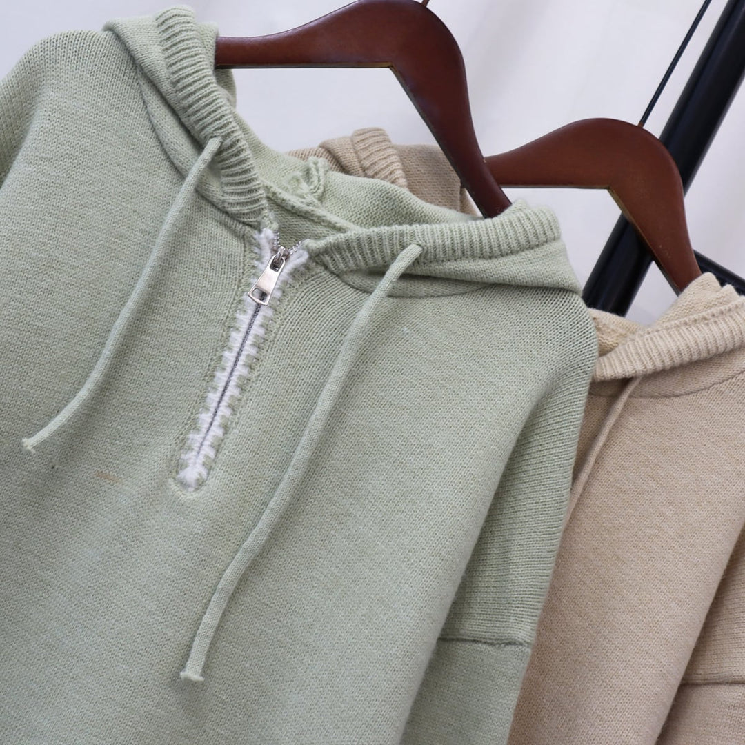 【tops】フード付きニットセーター　M18341