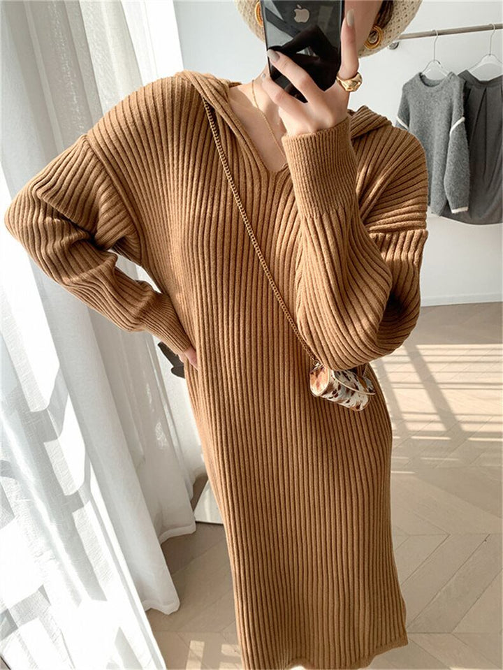 【dress】フード付きニットワンピース　M18237