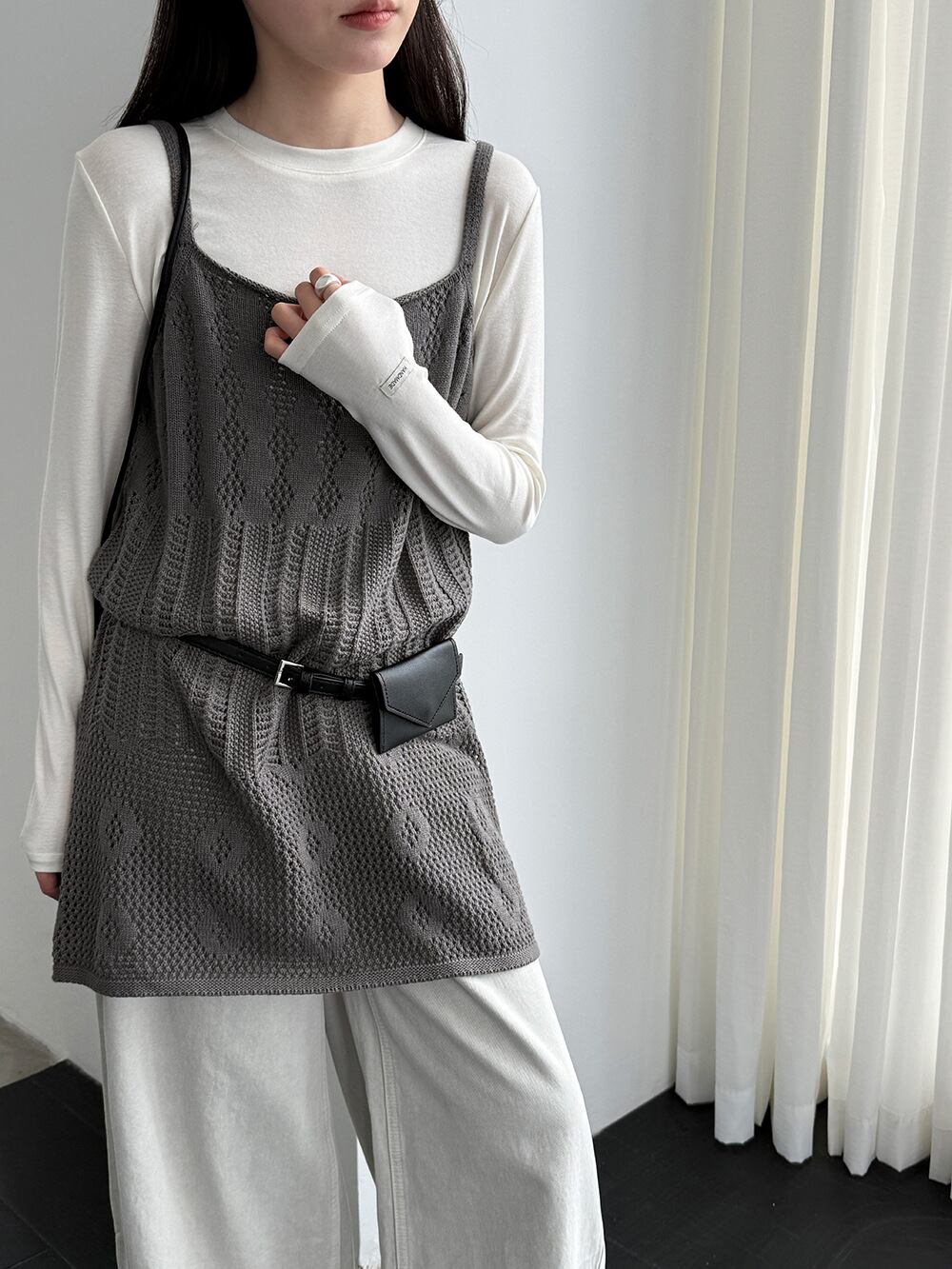 【tops】透かしニットキャミソール Q8326