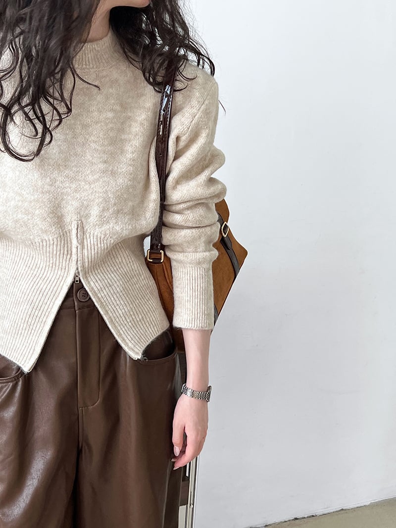 【tops】ファスナーニットトップス　M27273
