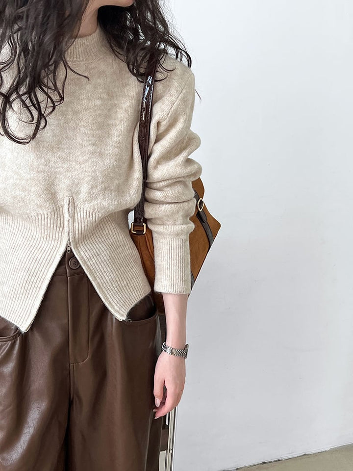 【tops】ファスナーニットトップス　M27273