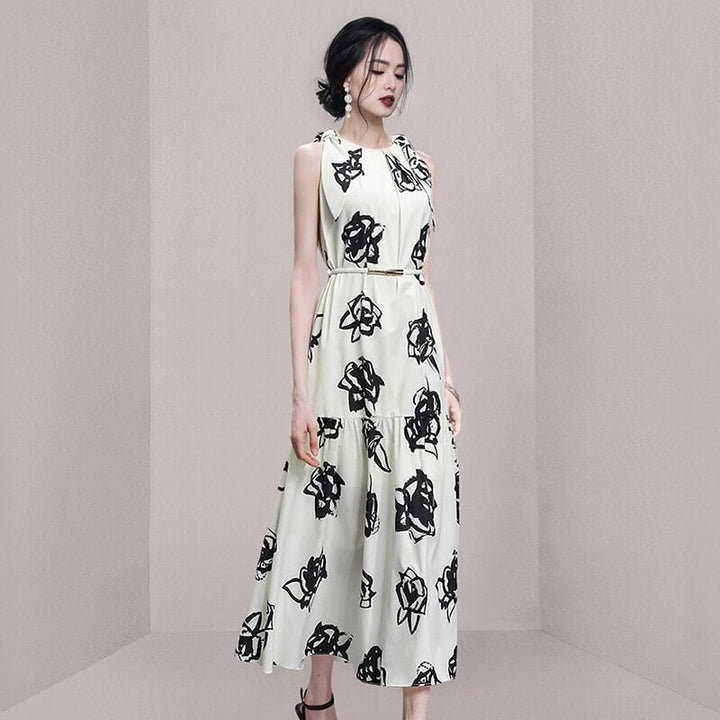 【dress】ノースリーブプリントワンピース　M23958