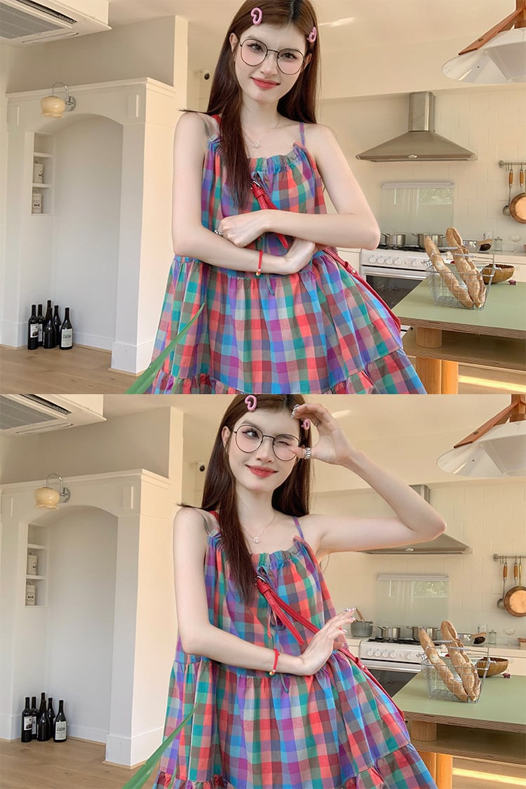 【dress】チェック柄キャミワンピース　M25035