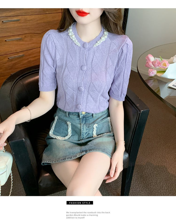 【tops】存在感 スウィートオシャレ薄手ニットトップス　M16839