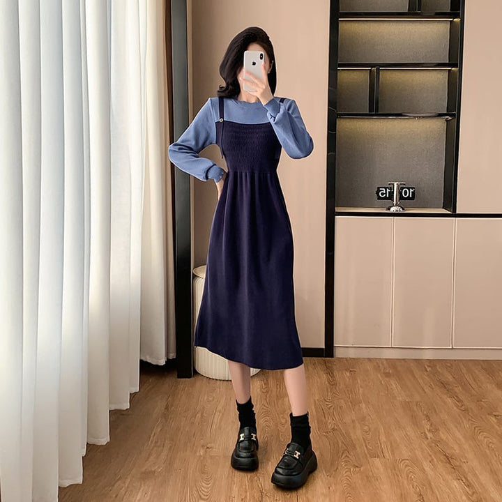 【dress】切り替えニットワンピース　M26645