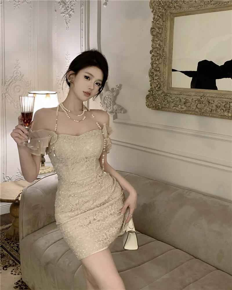 【dress】レース切り替えワンピース　M24182