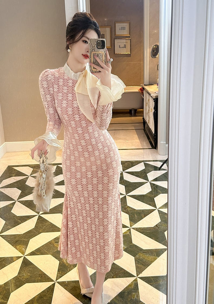 【dress】リボン付きマーメイドワンピース　M27010