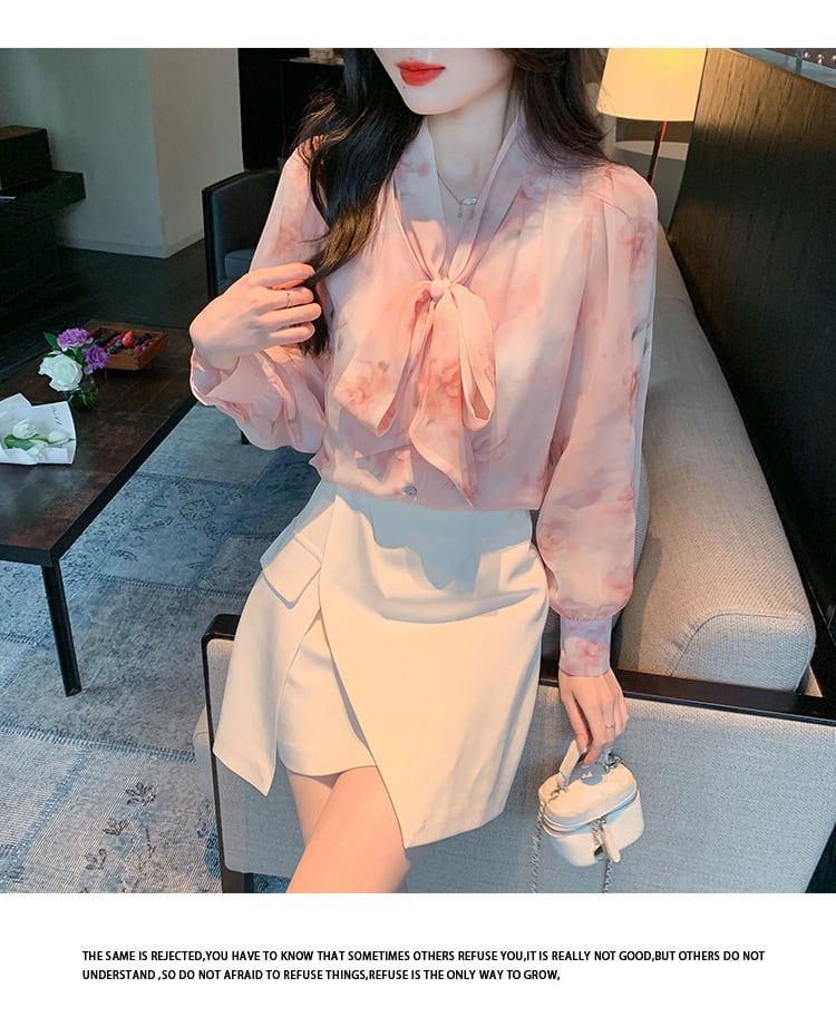 【tops】リボン付きシャツトップス　M21687