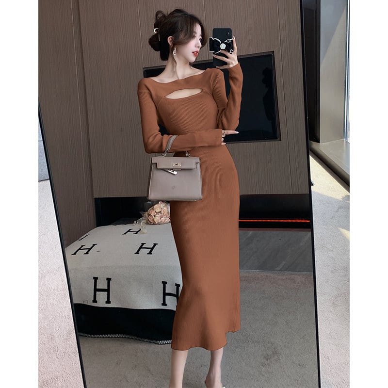【dress】カットワークニットワンピース　M18008