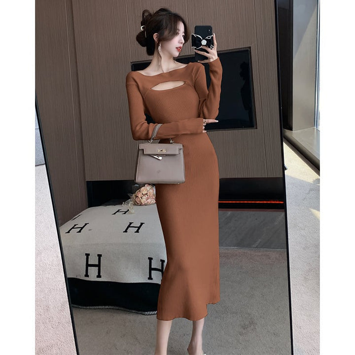 【dress】カットワークニットワンピース　M18008