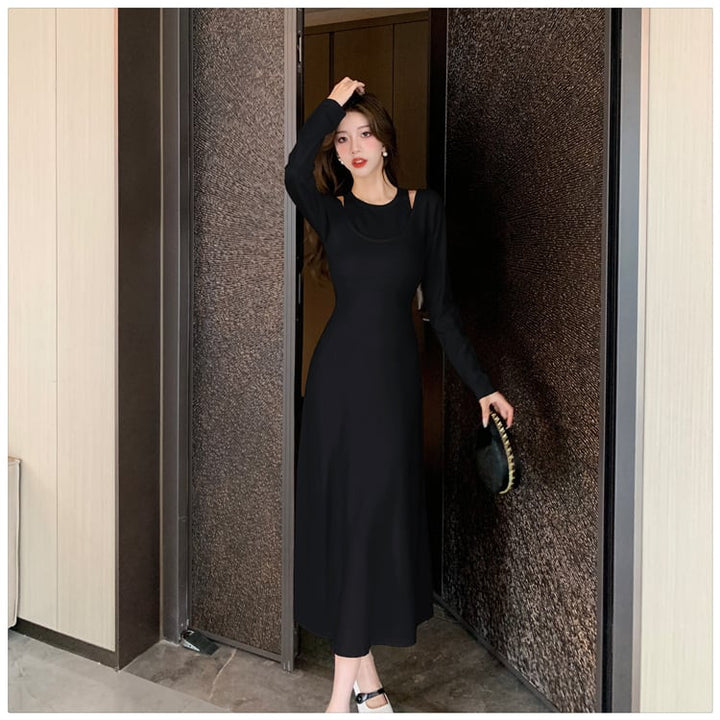 【dress】輝いて超人気 ! 切り替えニットワンピース　M17585