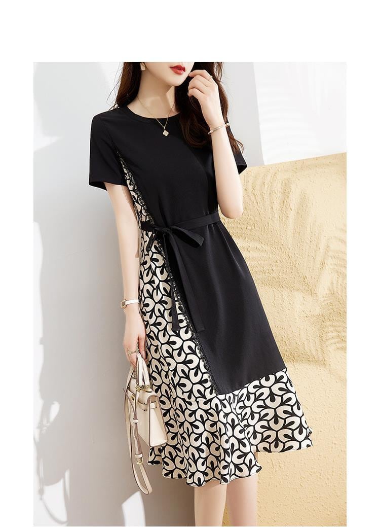 【dress】輝いて超人気 ! 切り替え配色デートワンピース　M16933