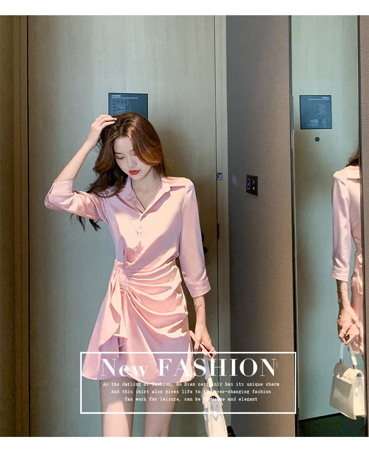 【dress】話題沸騰中 オシャレシンプルシャツワンピース　M17325