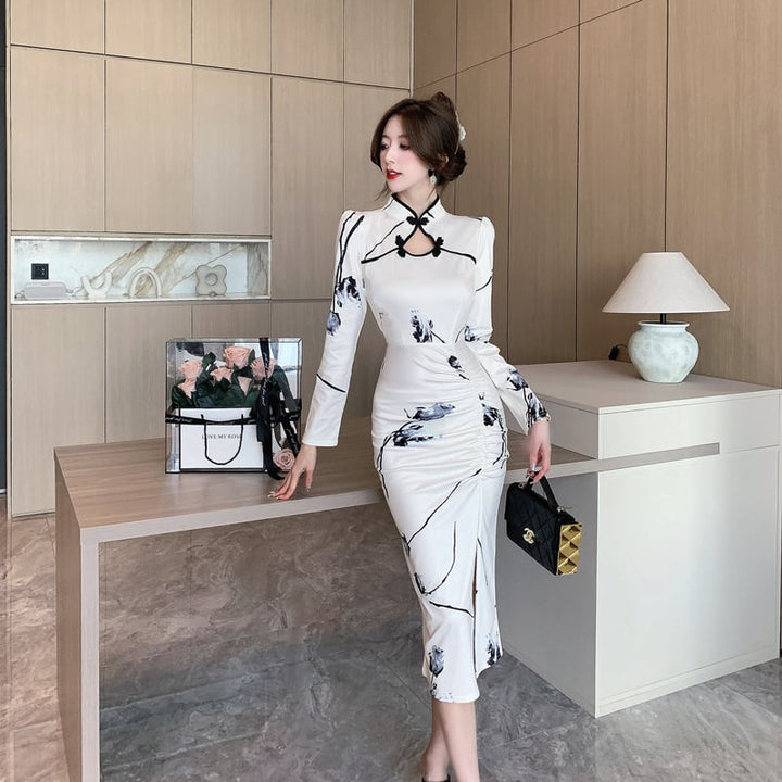 【dress】気質溢れる エレガントスリットワンピース　M16937