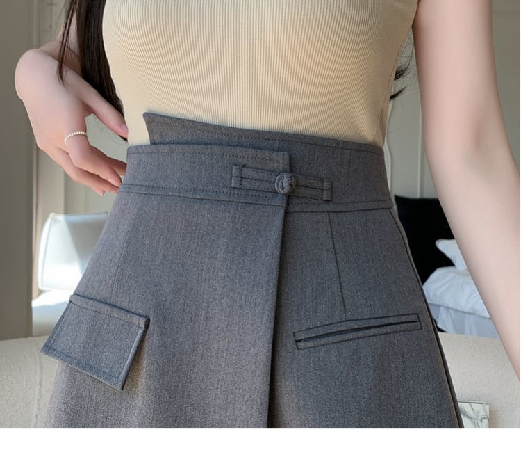 【bottoms】ハイウエストキュロットパンツ　M29035