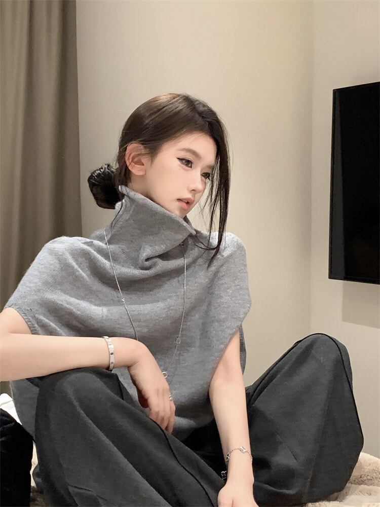 【tops】ハイネックニットケープ　M27049