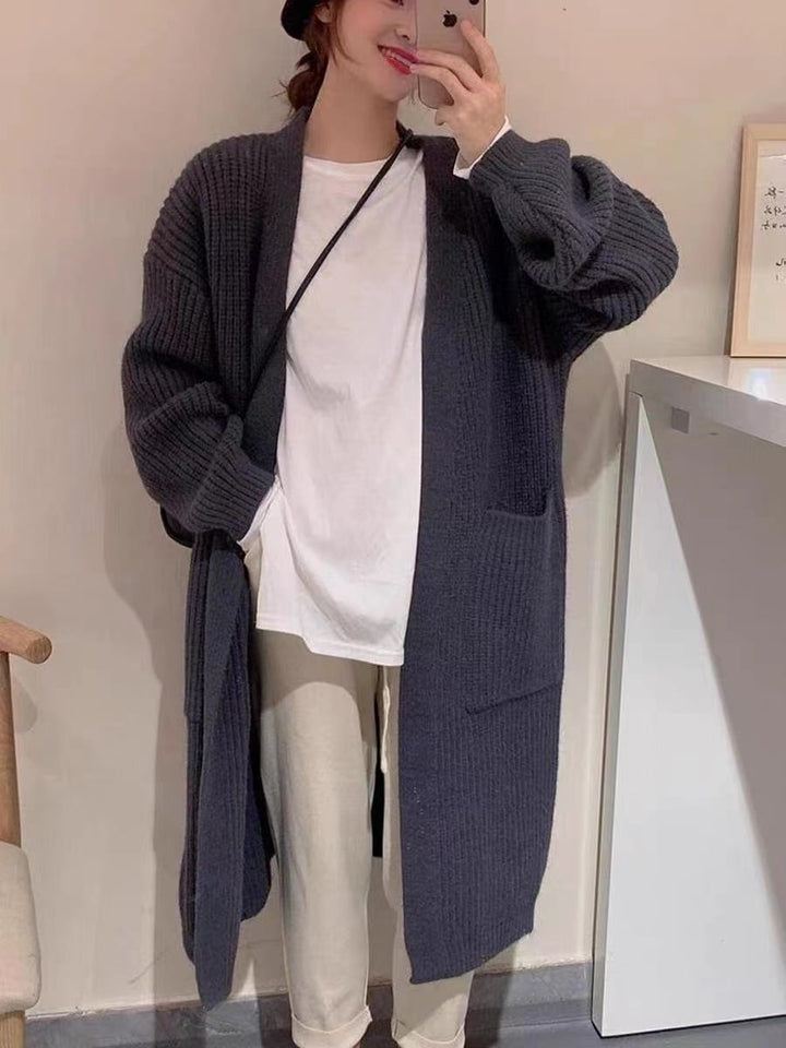 【outer】ロング丈Vネックニットカーディガン　M17819