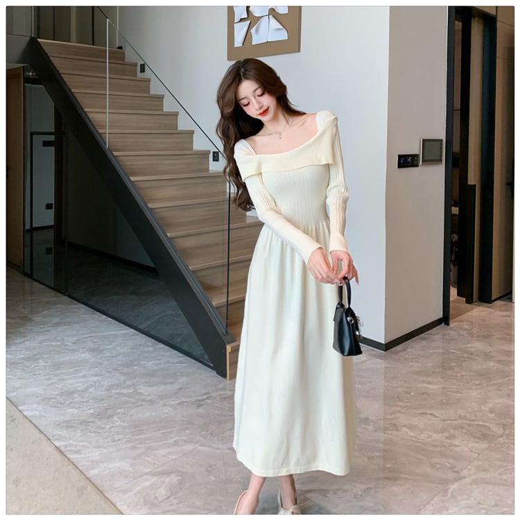 【dress】無地ニットワンピース　M17975