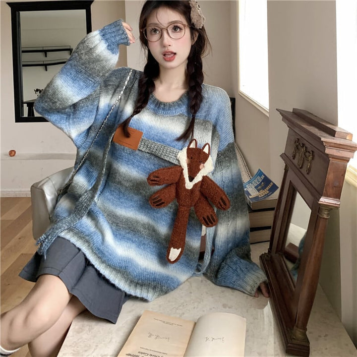 【tops】ボーダー柄ニットセーター　M18455