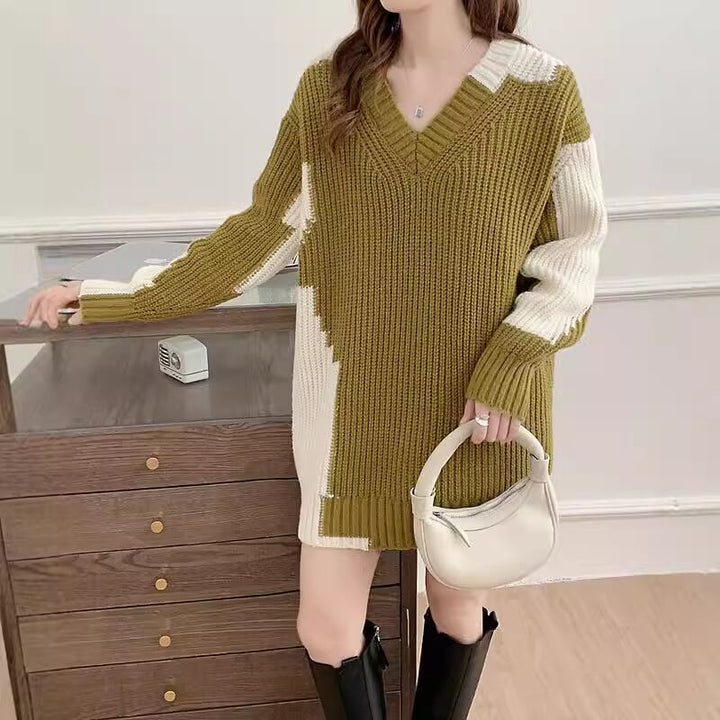 【dress】Vネックニットワンピース　M26594