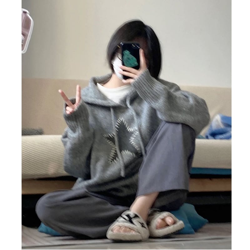 【tops】フーディーニットセーター　M17895