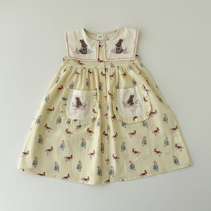 【kids】バニー刺繍ワンピース K0550