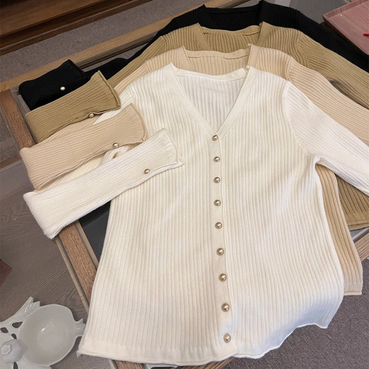 【outer】ボタンデザインニットカーデ　M26696