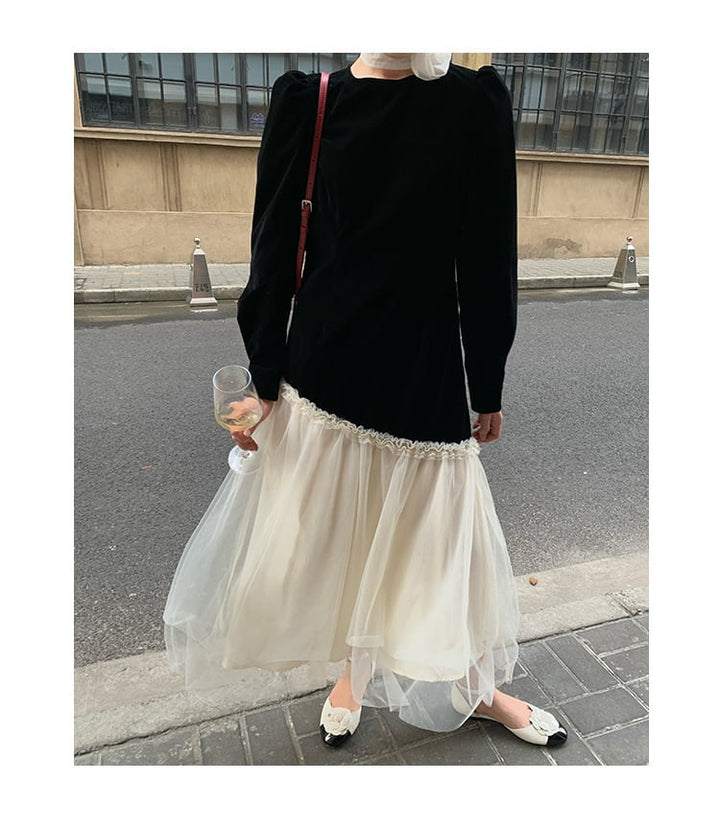 【dress】チュールドッキングワンピース　M26460