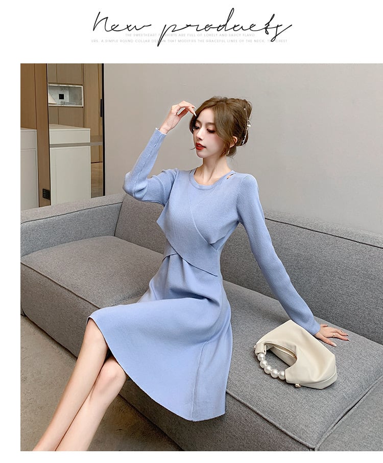 【dress】ドッキングニットワンピース　M18329