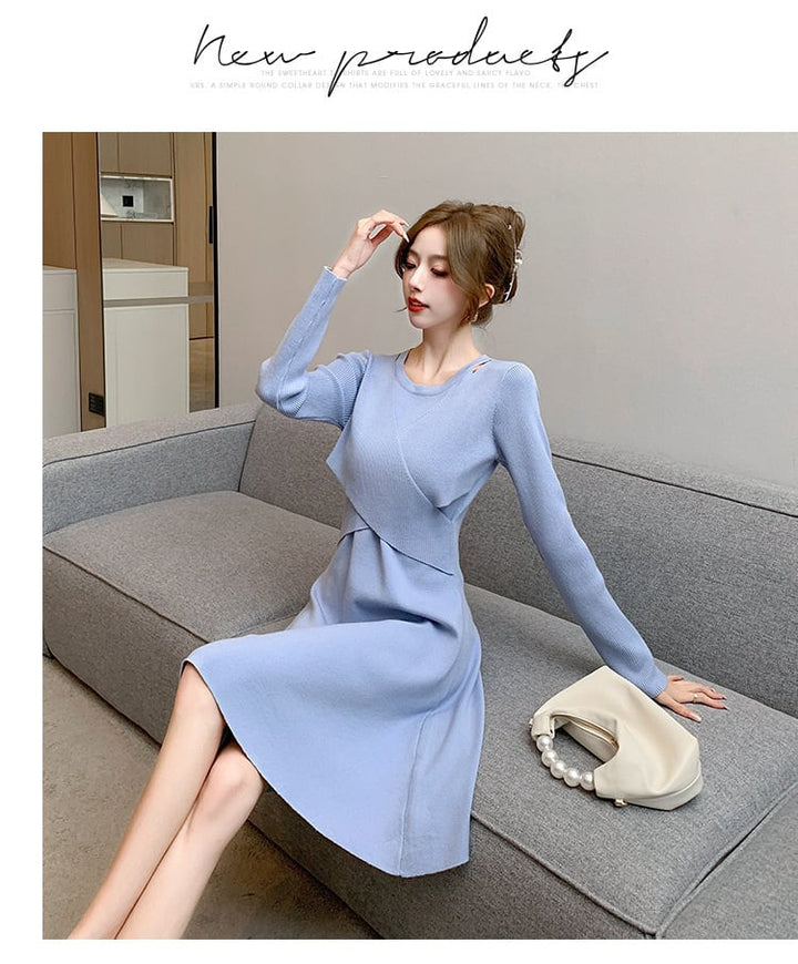 【dress】ドッキングニットワンピース　M18329
