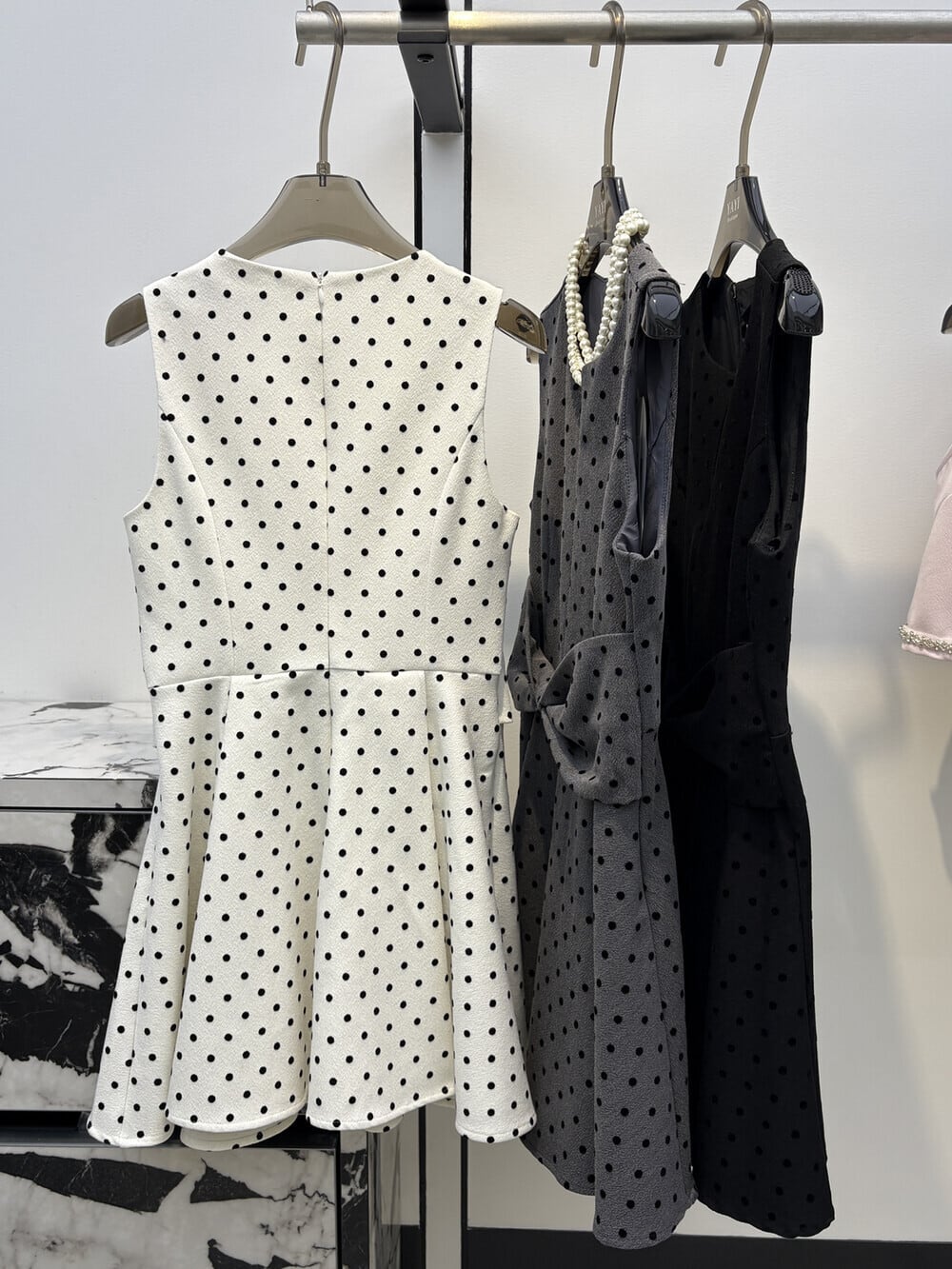【dress】リボンドット柄ミニワンピース　N3586